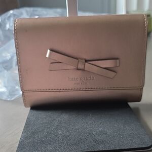 kate spade blush bow leather crossbody wallet